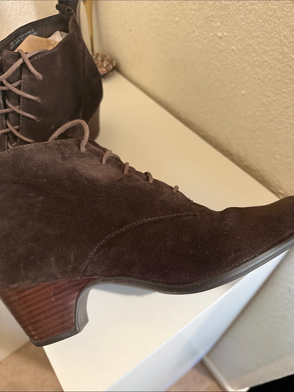 Clark’s   Suede Lace-Up Ankle Boots in Dark Brown - Picture 3 of 11